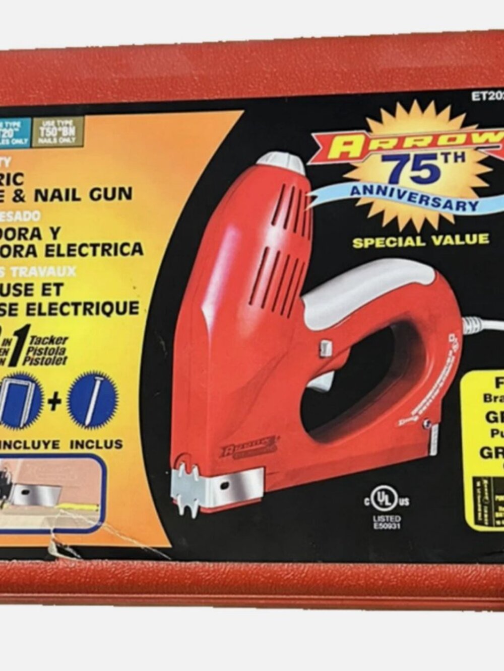 Staple & Nail Gun Kit Electro-Matic ARROW Corded  Red With Staples Brand NEW